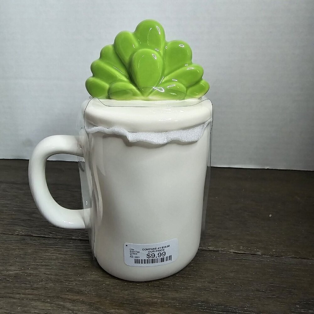 NWT Rae Dunn Artisan Plant A Kiss Mug Succulent Figural Topper 2021 - Picture 4 of 8